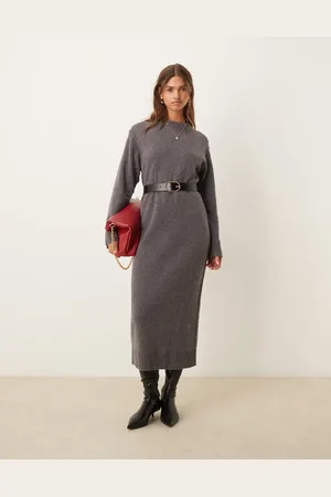 ASOS Knitted crew neck midaxi dress in lambswool mix