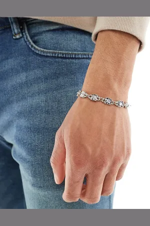 ASOS Mottled metal bracelet with crystals in tone
