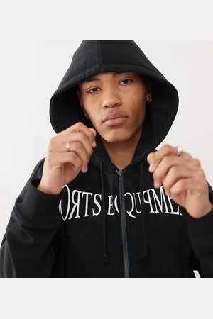 COLLUSION Zip through boxy hoodie with sports boxer style print