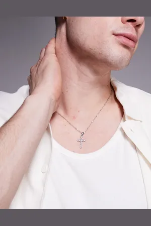 ASOS Necklace with crystal cross pendant in tone