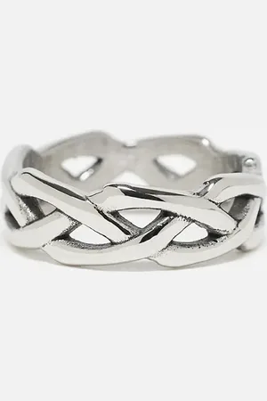 ASOS Waterproof stainless steel plaited thorn band ring in tone