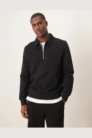 ASOS Standard fit quarter zip sweatshirt with collar in