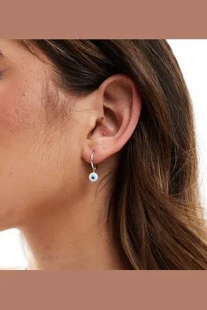 Kingsley Ryan Hoop earrings with eye charm in sterling