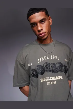 ASOS Oversized t-shirt with sports graphic in khaki