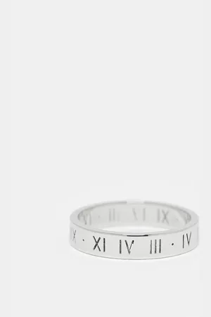 ASOS Waterproof stainless steel skinny band ring with roman numerals in tone