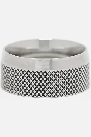 ASOS Waterproof stainless steel chunky band ring with criss-cross detail in tone