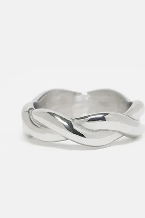 ASOS Waterproof stainless steel rope band ring in tone