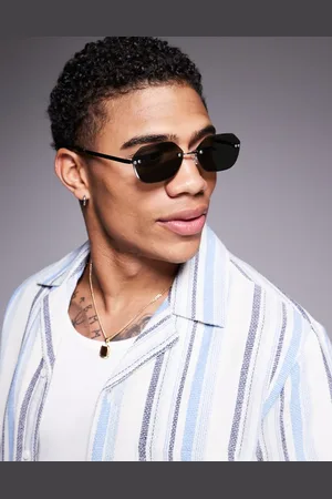 ASOS Hexagon rimless sunglasses with green smoke lenses and temples