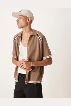 ASOS Relaxed knitted button through polo in with contrast tipping