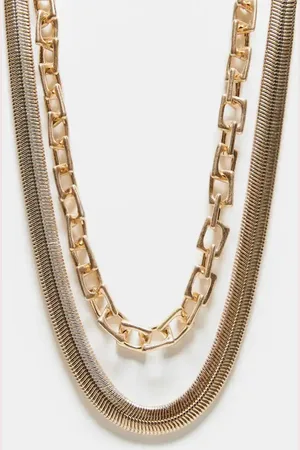 ASOS Pack of 2 chunky necklaces in brushed tone