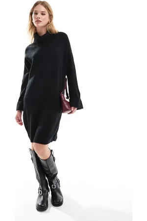 VERO MODA Knitted roll neck mini dress in