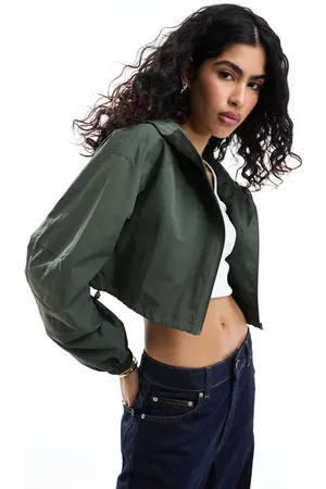 ASOS Cropped hooded rain jacket in khaki