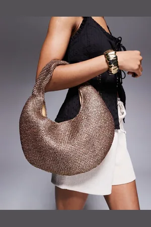 South Beach Curved woven shoulder bag in bronze