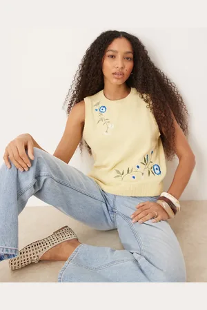 ASOS Knitted tank top with embroidery in