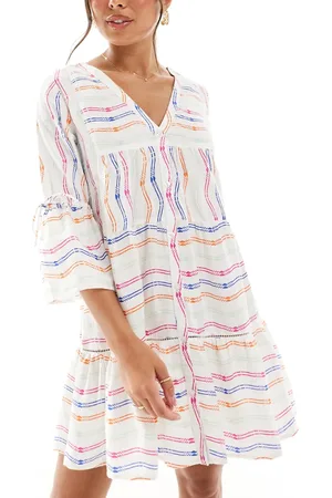 Accessorize Wavy print long sleeve beach cover up in