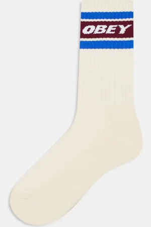 Obey Cooper logo socks in cream