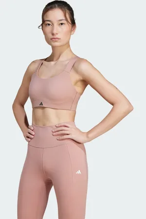 adidas Tlrd impact luxe training high support bra in warm clay