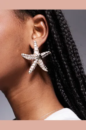 ASOS Stud earrings in starfish design with enamel detail in tone