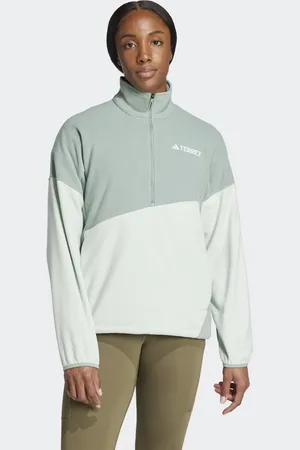 adidas Terrex multi climawarm fleece anorak in silver / linen