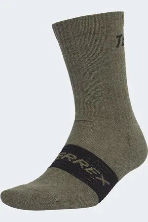 adidas Terrex multi 3 pack socks in olive strata / semi impact ora