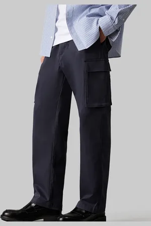 Calvin Klein Straight Cotton Cargo Pants in India Ink