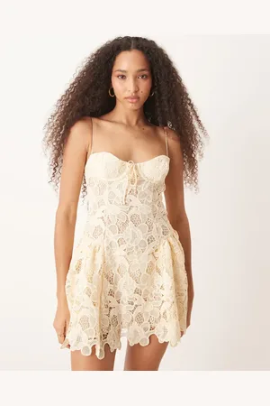 For Love & Lemons Lace mini dress in cream
