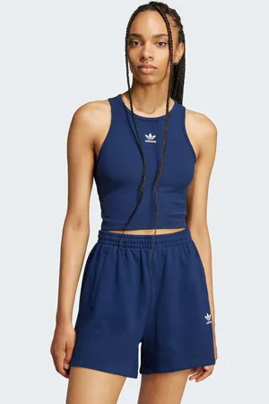 adidas Essentials ribbed tank top in night indigo