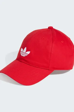 adidas Adicolor classic trefoil baseball cap in better scarlet