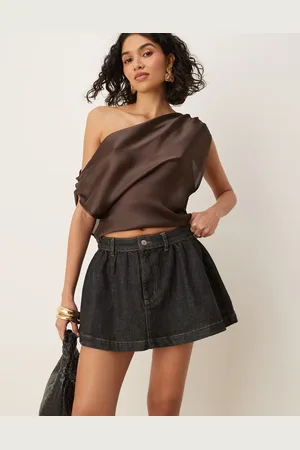 ASOS Gathered denim micro skirt in
