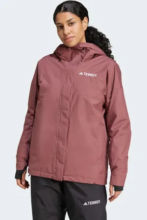 adidas Terrex multi 2l rain.rdy insulated jacket in burgundy