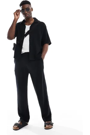 Bershka Textured pull on co-ord trousers in