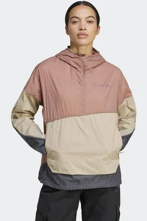 adidas Terrex xploric wind anorak in warm clay / cardboard / grey s