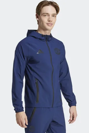 adidas Manchester united tiro 25 competition vis tech travel jacket in team navy 2