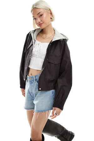ASOS Hooded cropped rain jacket in contrast