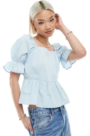 Miss Selfridge Poplin peplum top in dusty