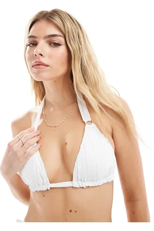 New Look Broderie triandle bikini top in