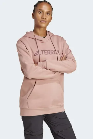 adidas Terrex multi large logo hoodie in warm clay