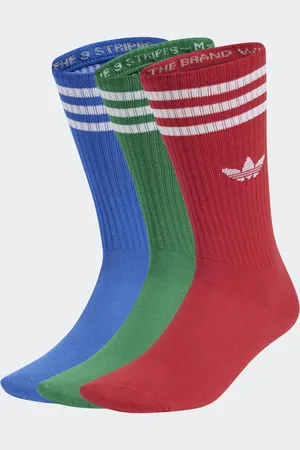 adidas Solid crew socks 3 pairs in / red / green