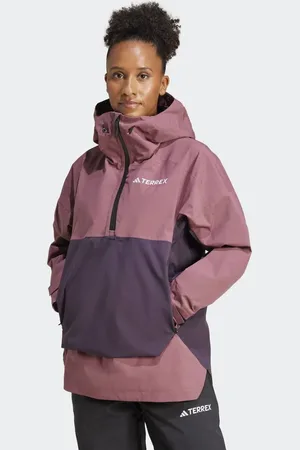 adidas Terrex xperior 2l lined rain.rdy anorak in burgundy / aurora black