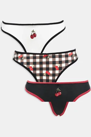 Daisy Street Cherry embroidery multi pack thongs