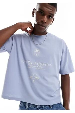 ASOS Boxy oversized t-shirt with dropped shoulder in heavyweight waffle 330gsm with city graphic in
