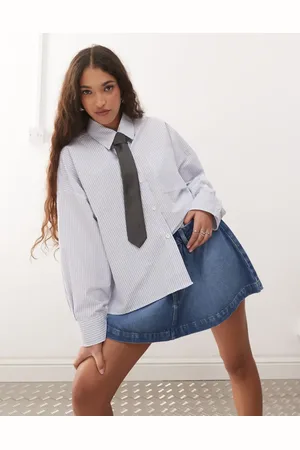 ASOS Gathered denim micro skirt in mid