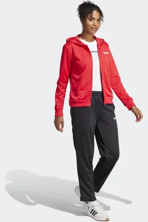 adidas Essentials linear track suit in pure ruby
