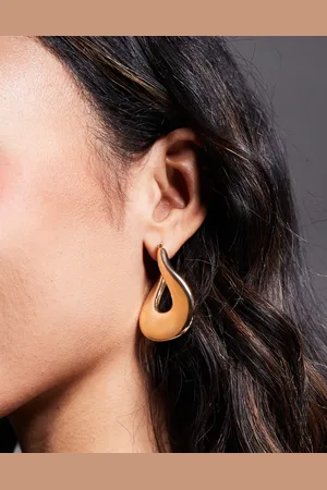 ASOS Oversized hoop earrings with abstract detail in brushed tone