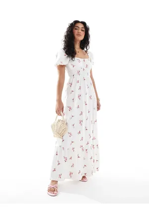Miss Selfridge Puff sleeve maxi dress in floral print