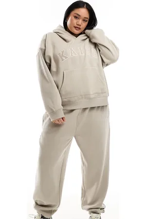 Kaiia Plus logo oversized hoodie co-ord in stone