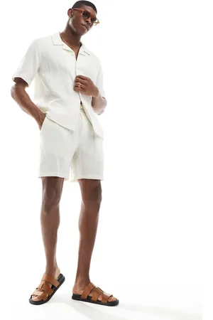 Only & Sons Pull on cheesecloth short co-ord in cream