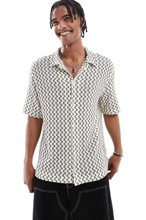 Bershka Knitted striped zig-zag shirt in