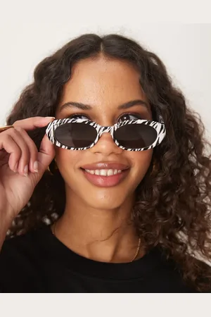 ASOS Skinny oval sunglasses in zebra