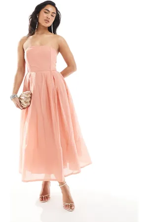 True Decadence Strapless midi dress in peach